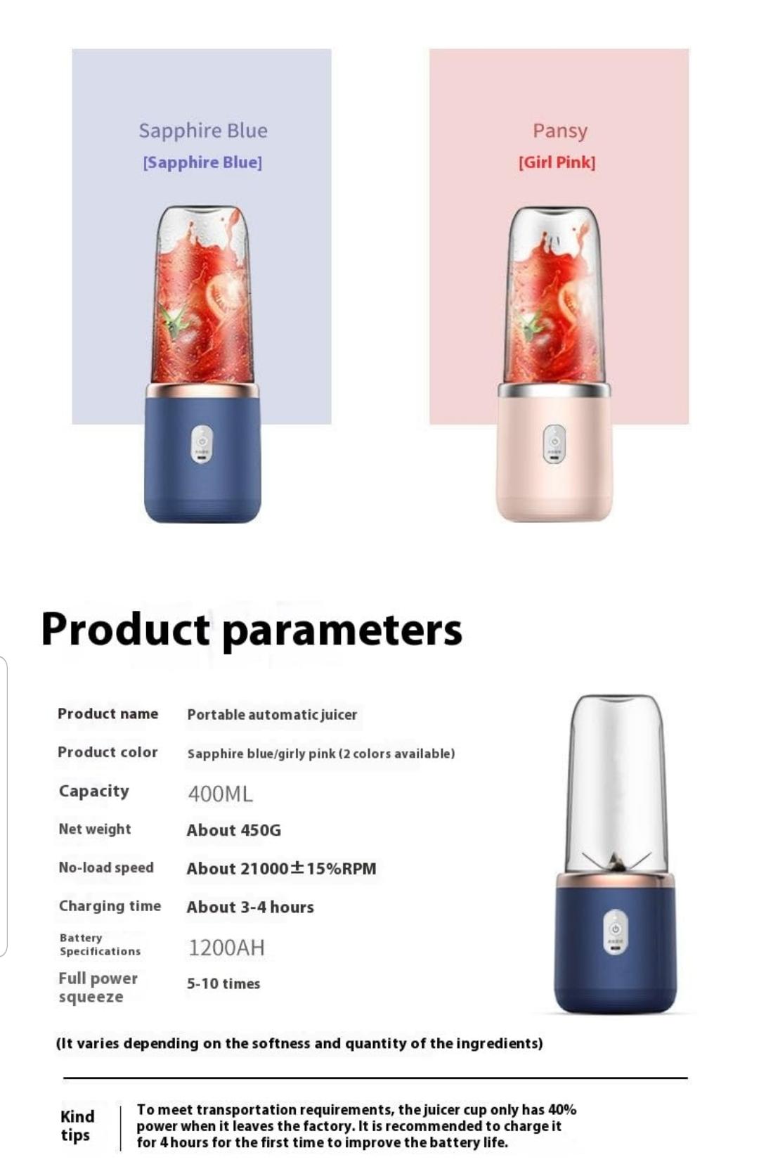 High Quality Twin Gear Portable Juice Blender